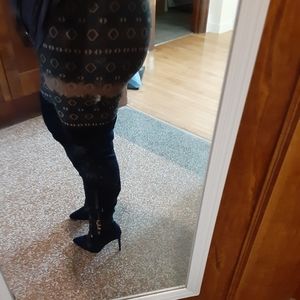 Navy blue thigh high boots